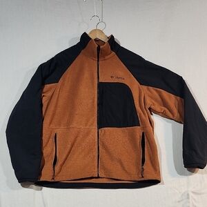 Columbia‎ Interchange Men's Black and Brown Performance Fleece Zip-Up Jacket XL